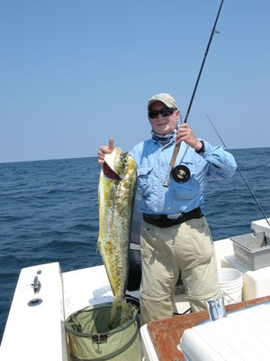 Mickey Kodroff with two Fly caught dolphin 6-21 off Rodanthe
